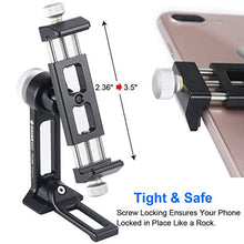 Load image into Gallery viewer, Phone Holder Adapter for Tripod, On Table iPhone Stand, Arca QR, 1/4" Screw Mount, 360 Degree Ball Head Rotate & Tilt Vertical & Horizontal, Fits iPhone 6 7 8 X 11 Pro Se Samsung Phone Clamp