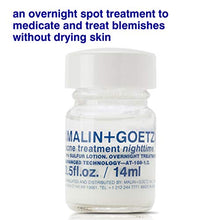 Load image into Gallery viewer, Malin + Goetz Acne Treatment Nighttime overnight spot-treatment, treats blemishes without drying skin. calms skin, fights impurities, prevents signs of scarring. all skin types, vegan. 0.5 fl.oz.