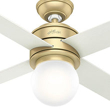 Load image into Gallery viewer, HUNTER 59320 Hepburn Indoor Ceiling Fan with LED Light and Wall Control, 52", Modern Brass