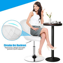 Load image into Gallery viewer, Costway Swivel Accent Chair, Contemporary Tufted Round-Back Tilt Chair with Chrome Frame, Height-Adjustable Modern for Lounge, Pub, Bar, White