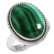 Load image into Gallery viewer, Natural Malachite Ring 925 Sterling Silver Handmade Jewelry Size 8