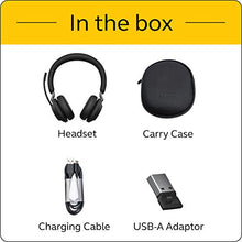 Load image into Gallery viewer, Jabra Evolve2 65 UC Wireless Headphones with Link380a, Stereo, Black – Wireless Bluetooth Headset for Calls and Music, 37 Hours of Battery Life, Passive Noise Cancelling Headphones