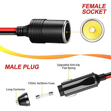 Load image into Gallery viewer, Electop 1 to 4 Car Cigarette Lighter Splitter Adapter Power Charger Port, 12V 24V Plug Socket Adapter 4-Way Splitter, 12 inch Cigarette Lighter Extension Cord Cable 18AWG with 20A Fuse