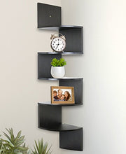 Load image into Gallery viewer, Greenco Corner Shelf 5 Tier Shelves for Wall Storage, Easy-to-Assemble Floating Wall Mount Shelves for Bedrooms and Living Rooms, Espresso Finish