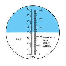 Load image into Gallery viewer, Refractometer for Grape Wine Making Dual-Scale - Automatic Temperature Compensation Alcohol 0-25% & Brix 0-40% Hydrometer Specific Gravity