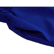 Load image into Gallery viewer, Xintianji Women Frilled Waist Palazzo Pants Casual Wide Leg Trouser Belted with Pockets Royal Blue
