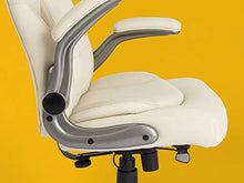 Load image into Gallery viewer, AmazonCommercial Ergonomic High-Back Bonded Leather Executive Chair with Flip-Up Arms and Lumbar Support, Cream