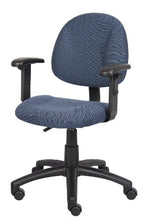 Load image into Gallery viewer, Boss Office Products Perfect Posture Delux Fabric Task Chair with Adjustable Arms in Blue