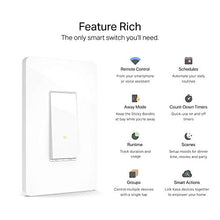 Load image into Gallery viewer, Kasa Smart Light Switch HS200P3, Single Pole, Needs Neutral Wire, 2.4GHz Wi-Fi Light Switch Works with Alexa and Google Home, UL Certified, No Hub Required, 3-Pack , White