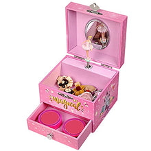Load image into Gallery viewer, SONGMICS Ballerina Musical Jewelry Box, Unicorn for 3-5 Years Old Little Girls, 4.7"L x 4.3"W x 3.9"H, Pink