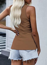 Load image into Gallery viewer, Zecilbo Womens Scoop Neck Sleeveless Tank Tops Ribbed Button Solid Color Racer Back Tops Sexy Summer Basic Tops Small