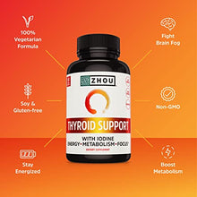 Load image into Gallery viewer, Zhou Thyroid Support Complex with Iodine | Energy, Metabolism & Focus Formula | Vegetarian, No Soy or Gluten | 30 Servings, 60 Caps