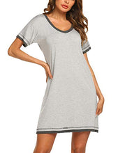 Load image into Gallery viewer, Ekouaer Nightgown Women's Cotton Nightshirts Short Sleeve Pajamas Shirts Sleepwear (Light Grey,L)