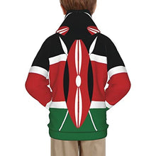 Load image into Gallery viewer, Kenya Flag Print Hoodies Kids 3D Print Sweatshirts Long Sleeve Pullover Hoodies with Pocket for Teen Boys and Girls Black