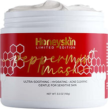 Load image into Gallery viewer, Honeyskin Peppermint Hydrating Face Mask - Moisturizing Face Mask Skincare with Manuka Honey - Hydrating Face Mask for Sensitive Skin and Anti Aging Face Mask - Facial Mask With Bentonite Clay (5.5oz)