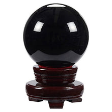 Load image into Gallery viewer, Juvale Black Obsidian Crystal Ball with Wooden Stand (3.1 x 3.1 x 4.5 inches)