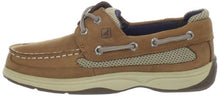 Load image into Gallery viewer, Sperry boys Lanyard boat shoes, Dark Tan/Navy, 6 Big Kid US