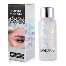 Load image into Gallery viewer, GL-Turelifes Mermaid Sequins Chunky Glitter Liquid Eyeshadow Glitter Body Gel Festival Glitter Cosmetic Face Hair Nails Makeup Long Lasting Sparkling 30g (09# White)