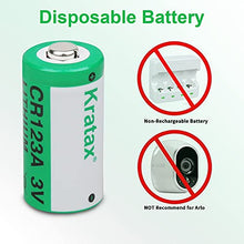 Load image into Gallery viewer, CR123A 3V Lithium Manganese Battery Kratax 12Pack Non-Rechargeable 3 Volt CR 123A Batteries 10Years Shelf Life, CE & RoHS Certified for Security and Medical Equipment, for Flashlights, Digital Cameras