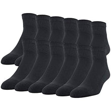 Load image into Gallery viewer, Gildan Men's Stretch Cotton Ankle Socks, 12-Pack, Black, Shoe Size: 6-12
