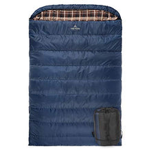 Load image into Gallery viewer, TETON Sports Mammoth +20F Queen-Size Double Sleeping Bag; Warm and Comfortable for Family Camping , Blue Taffeta, 94" x 62"
