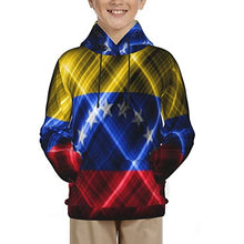 Load image into Gallery viewer, Venezuela Flag5 Print Hoodies Kids 3D Print Sweatshirts Long Sleeve Pullover Hoodies with Pocket for Teen Boys and Girls Black