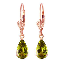 Load image into Gallery viewer, Galaxy Gold Genuine 14k Solid Gold Earrings Design with 3 Carat (CTW) Green Grass Peridot Gemstones (rose-gold)