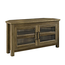 Load image into Gallery viewer, WE Furniture Modern Farmhouse Wood Corner Universal Stand for TV's up to 50" Flat Screen Living Room Storage Entertainment Center, Reclaimed Barnwood