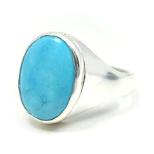 Load image into Gallery viewer, 55Carat Natural Turquoise Silver Ring for Men 9 Carat Oval Astrological Size 4,5,6,7,8,9,10,11,12,13