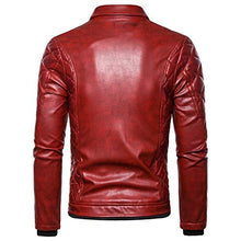 Load image into Gallery viewer, SPE969 Men's Zipper Removable Fur Collar Jacket,Leather Vintage Steam Pocket Punk Gothic Retro Coat Red