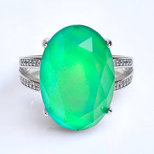 Load image into Gallery viewer, Fun Jewels Elegant Multi Color Change Facet Oval Crystal Stone Brass Mood Ring Size Adjustable