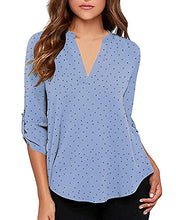 Load image into Gallery viewer, roswear Women's Long Sleeve Professional Work Blouse Shirt Baby Blue M