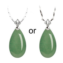 Load image into Gallery viewer, iSTONE Natural Gemstone Green Jade Aventurine Water Drop 925 Sterling Silver Pendant Necklace