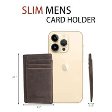 Load image into Gallery viewer, Travelambo Front Pocket Minimalist Leather Slim Wallet RFID Blocking Medium Size(02 CH Coffee