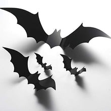 Load image into Gallery viewer, Halloween Party Indoor Outdoor Decor Supplies, 56 PCS Reusable PVC 3D Decorative Scary Bats Wall Sticker Comes with Double Sided Foam Tape