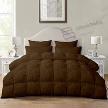 Load image into Gallery viewer, California Bedding All-Season Luxury Pinch Pleated Pintuck Oversized King 116x98 Size Down Alternative Quilted Comforter Set , 500 GSM Microfiber Fill - Machine Washable, Brown Solid