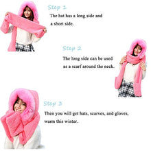 Load image into Gallery viewer, Lucky Beth Winter Warm Women Hoodie Hat/Scarf/Gloves Set Soft Plush Thick Warm Hat