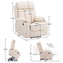 Load image into Gallery viewer, Mcombo Large Electric Power Lift Recliner Chair Sofa for Elderly Big and Tall People, 3 Positions, 2 Side Pockets and Cup Holders, USB Ports, Faux Leather 7406 (Cream White)