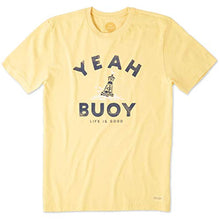 Load image into Gallery viewer, Life is Good Men's Standard Crusher Graphic T-Shirt Yeah Buoy, Baja Yellow, Large