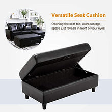 Load image into Gallery viewer, HONBAY Convertible Sectional Sofa with Ottoman Modern L Shape Sectional Couch Faux Leather Couch with Reversible Chaise, Black