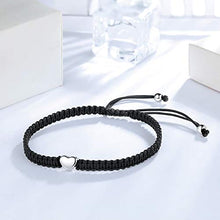 Load image into Gallery viewer, ZENI Heart Bracelet for Women girl, Black Rope Bracelet 925 Silver Handmade Braid Adjustable Bracelet Love Friendship Jewelry Gift