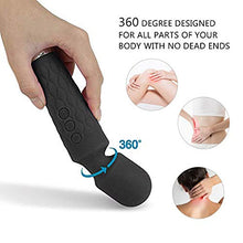 Load image into Gallery viewer, Allovers Personal Magic Waterproof Wand Massager, Mini Handheld Rechargeable Neck Shoulder Back Body Massage with 8 Powerful Speeds&20 Pulsating Patterns for Sports Recovery & Muscle Aches (Black)
