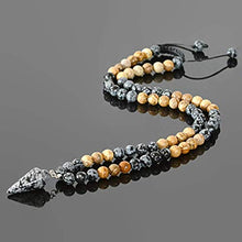 Load image into Gallery viewer, Snowflake Obsidian and Picture Jasper Long Beaded Dowsing Pendulum Pendant Necklace for Men Natural Stone Handmade Jewelry