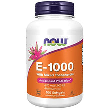Load image into Gallery viewer, NOW Supplements, Vitamin E-1,000 IU Mixed Tocopherols, Antioxidant Protection*, 100 Softgels
