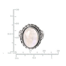 Load image into Gallery viewer, SUVANI Sterling Silver White Moonstone Double Rope & Chain Edge Vintage Band Ring Size 8