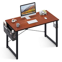 Load image into Gallery viewer, ODK Computer Writing Desk 39 inch, Sturdy Home Office Table, Work Desk with A Storage Bag and Headphone Hook, Teak
