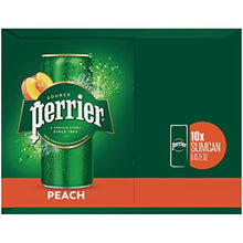 Load image into Gallery viewer, Perrier Peach Flavored Carbonated Mineral Water, 8.45 fl oz. Slim Cans (10 Pack)