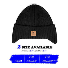 Load image into Gallery viewer, Baby Beanie Fleece Lined Toddler Winter Hat with Ear Flaps Little Girls Boys Warm Hats Cute Beanies for Kids Black