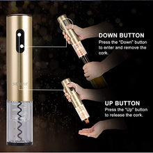 Load image into Gallery viewer, Secura Electric Wine Opener, Automatic Electric Wine Bottle Corkscrew Opener with Foil Cutter, Rechargeable (Champagne Gold)