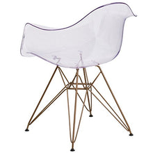 Load image into Gallery viewer, Flash Furniture Alonza Series Transparent Side Chair with Gold Base